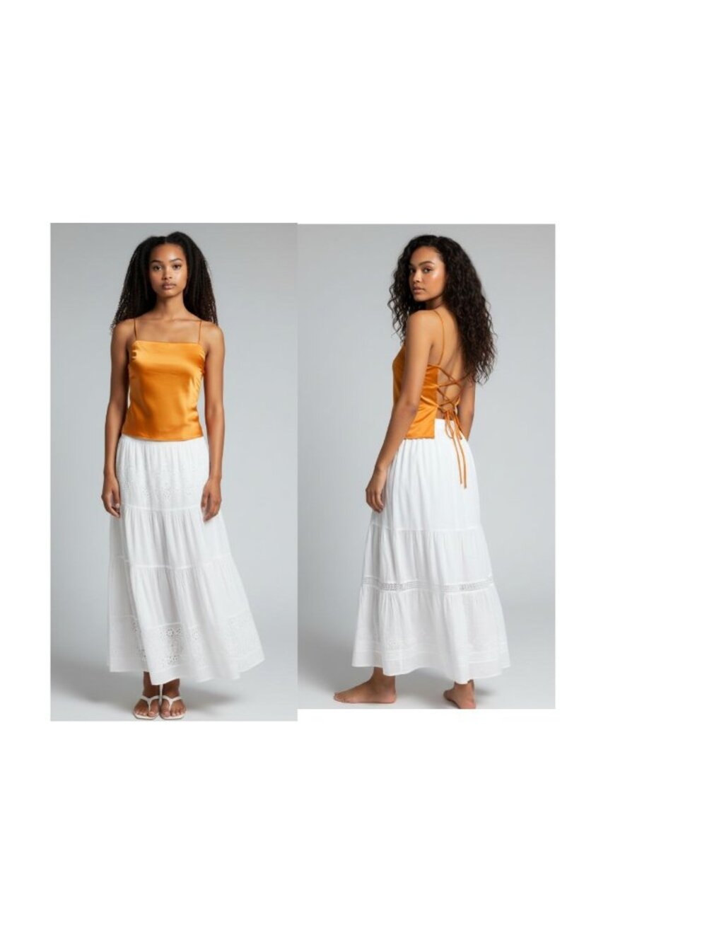 WAYF Just Friends Lace Back Camisole, Cantaloupe,